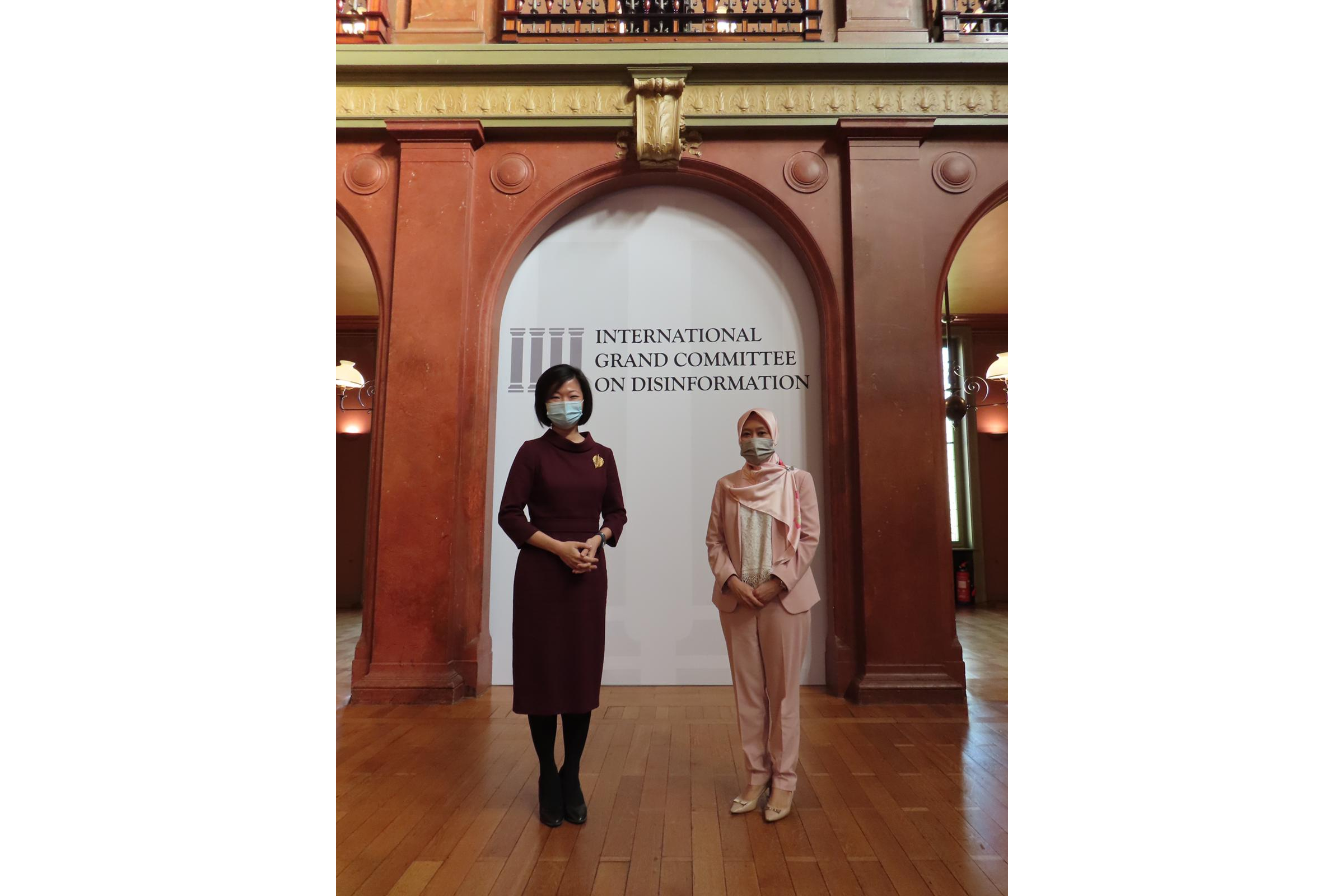 Fifth meeting of the International Grand Committee on Disinformation (IGC5) in Brussels, Belgium. Sim Ann and Rahayu Mahzam at IGC 5