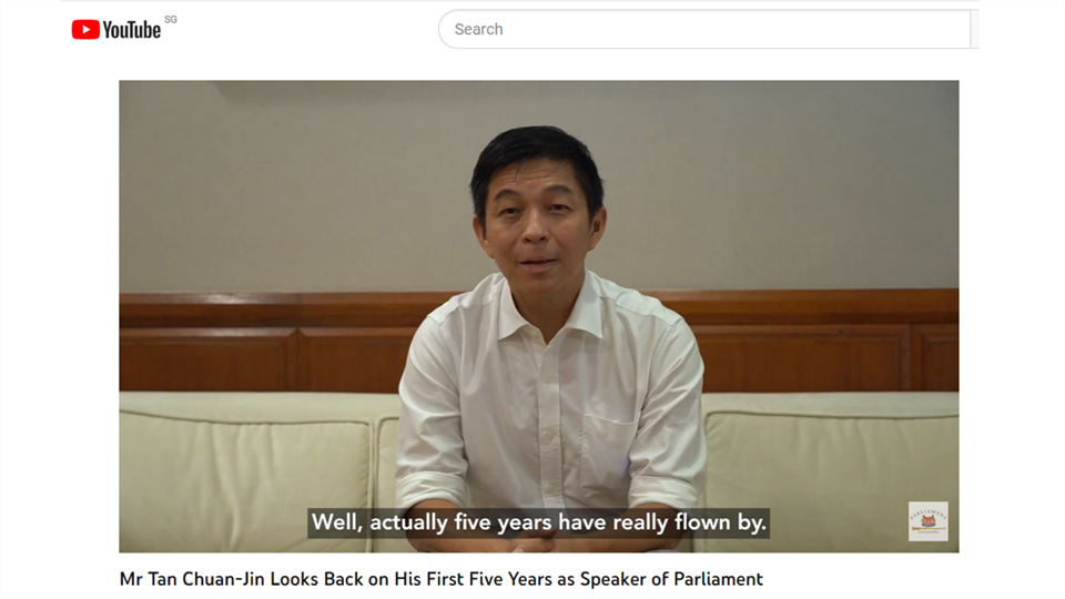 Screenshot from Speaker Tan's 5th anniversary video